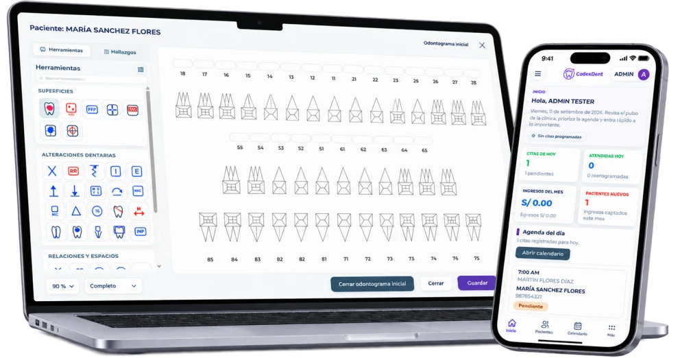 CodexDent, software odontológico con odontograma y acceso desde computadora y celular